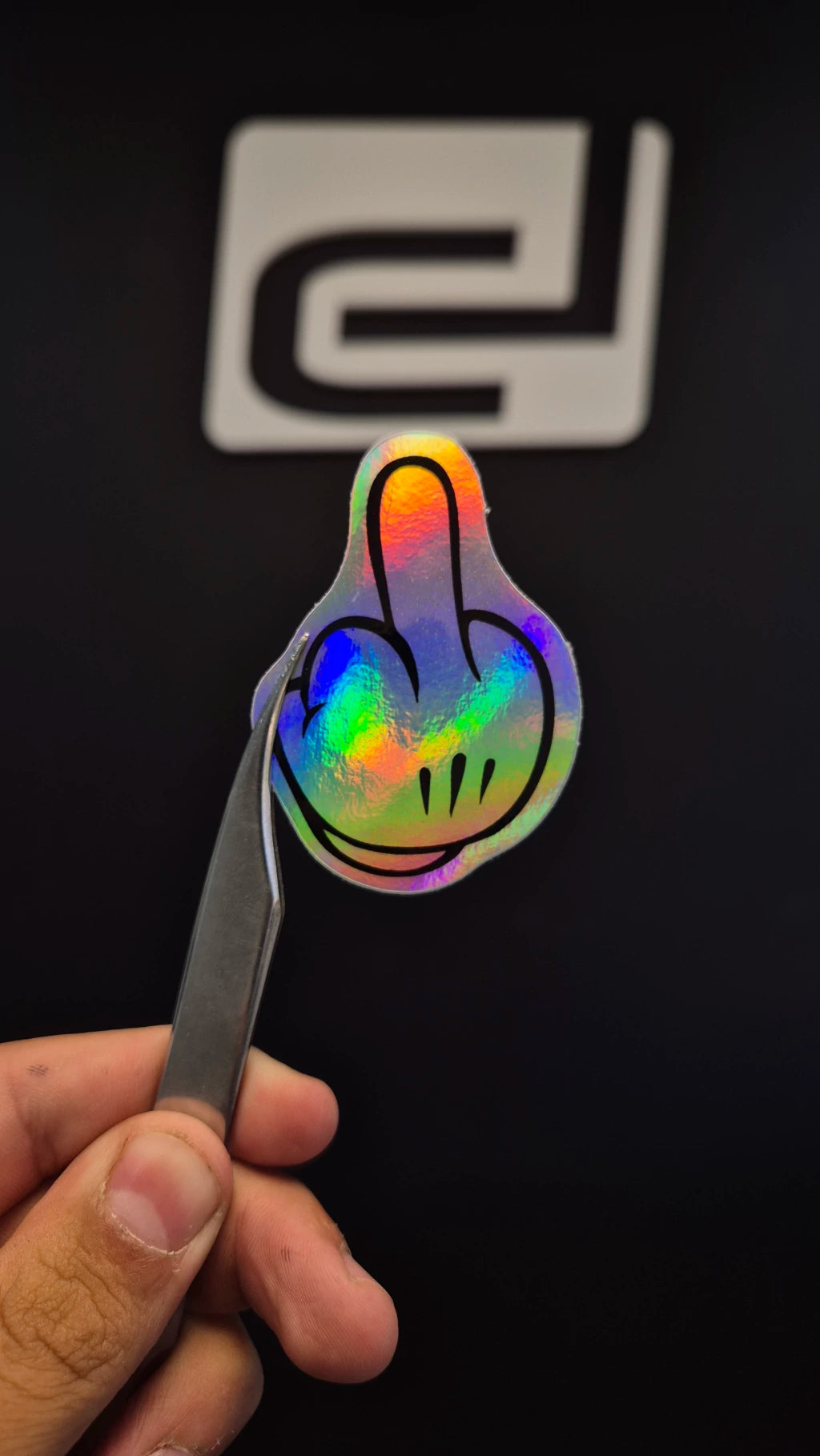 Logo Dedo fuck you - sticker tornasolado DR3 Calcos