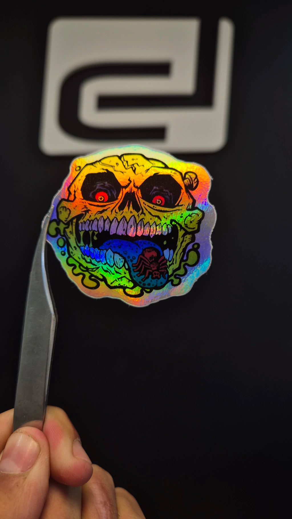 calavera loca - sticker tornasolado DR3 Calcos