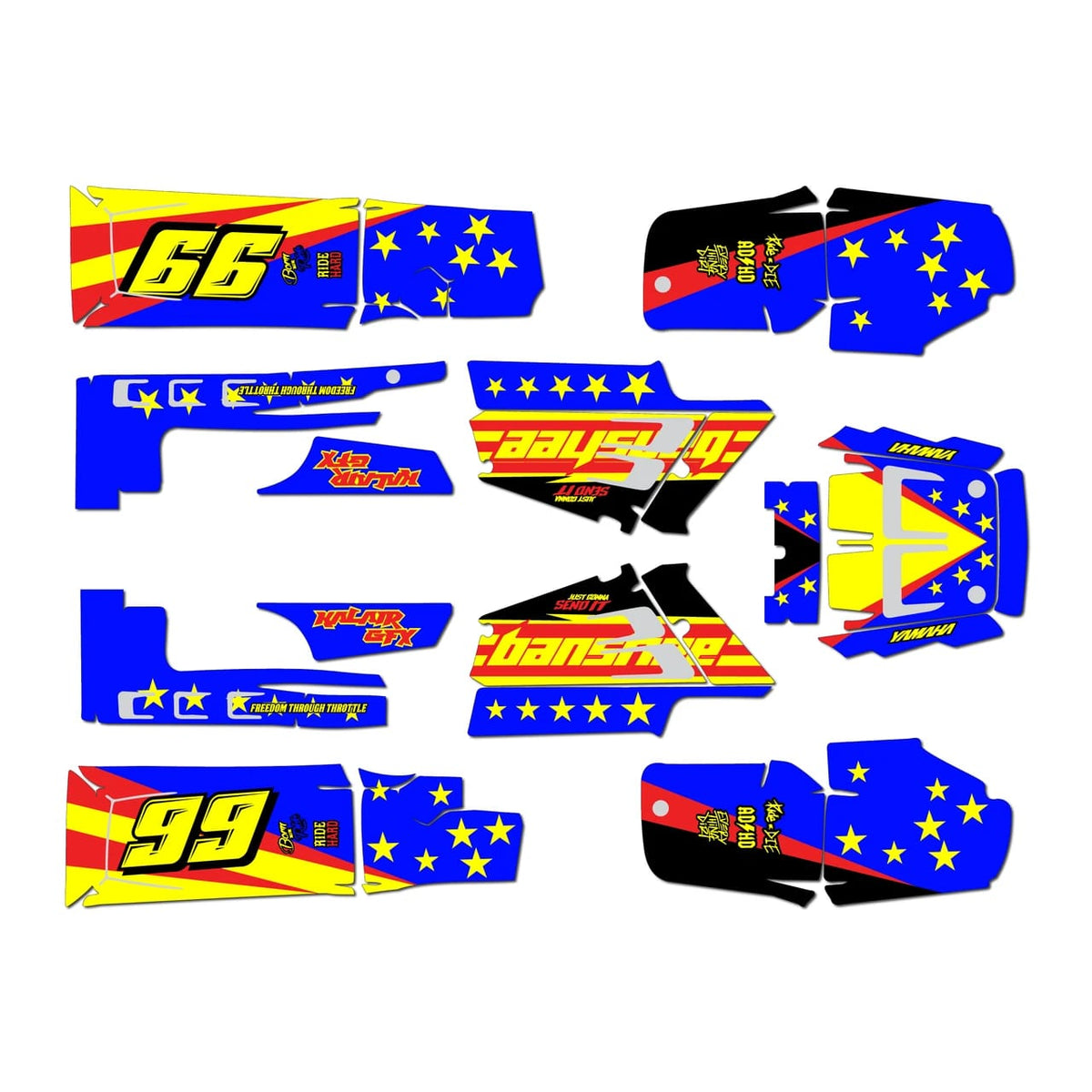 Kit de Gráficas para ATV Yamaha Banshee - Diseño 07 - LedPro Racing