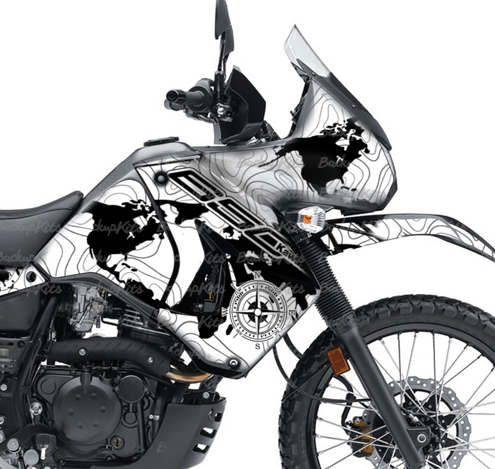 Kit de Gráficas para Moto Adventure Kawasaki KLR 650 - Diseño 12 - LedPro Racing