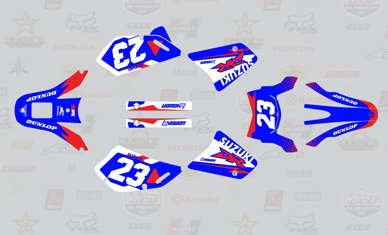 Kit de Gráficas para Moto Adventure Suzuki DR 650 - Diseño 13 - LedPro Racing
