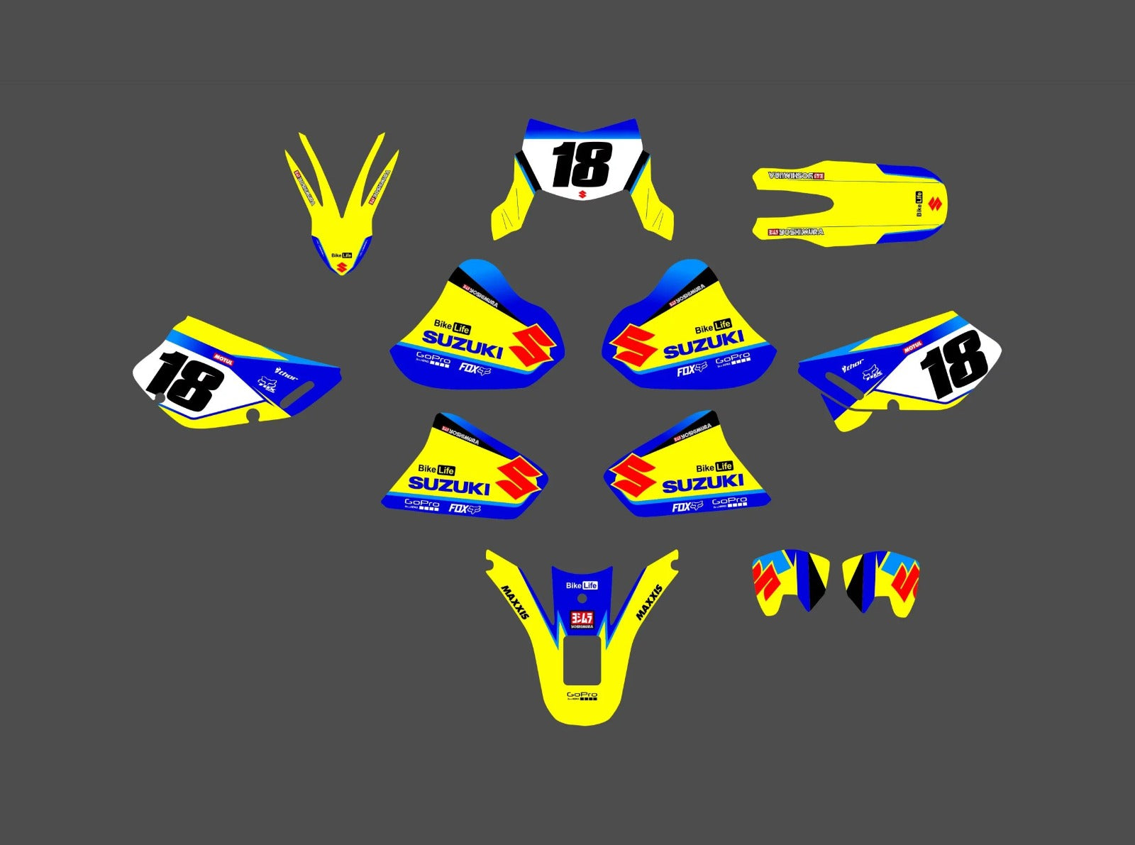 Kit de Gráficas para Moto Adventure Suzuki DR 650 - Diseño 22 - LedPro Racing
