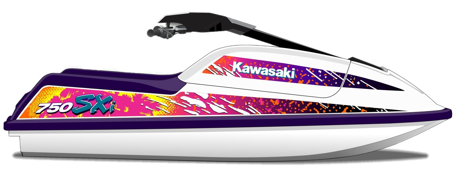 Kit de gráficas para moto de agua Kawasaki 750 SX / SXi - Diseño 061 - LedPro Racing
