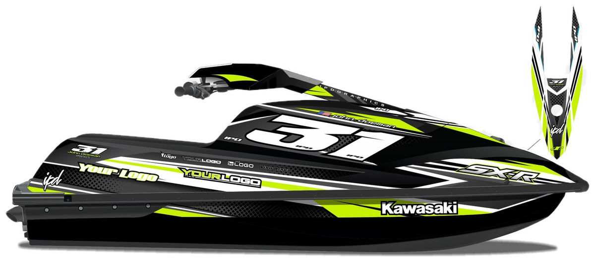 Kit de gráficas para moto de agua Kawasaki SX-R - Diseño 001 - LedPro Racing