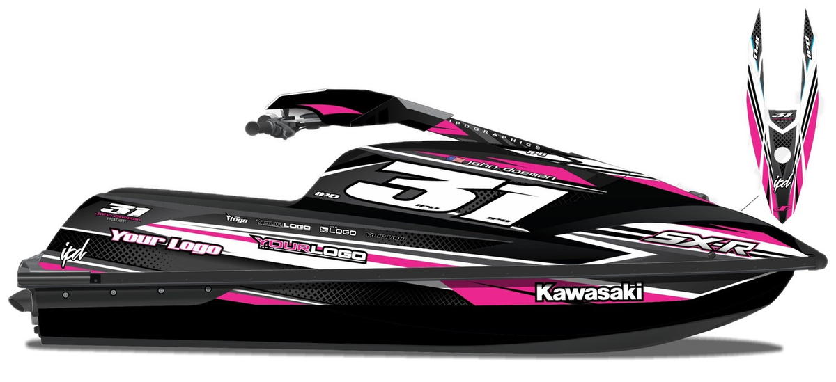 Kit de gráficas para moto de agua Kawasaki SX-R - Diseño 002 - LedPro Racing