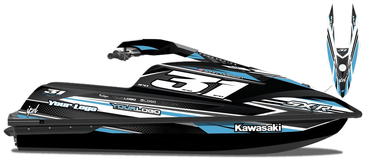 Kit de gráficas para moto de agua Kawasaki SX-R - Diseño 003 - LedPro Racing