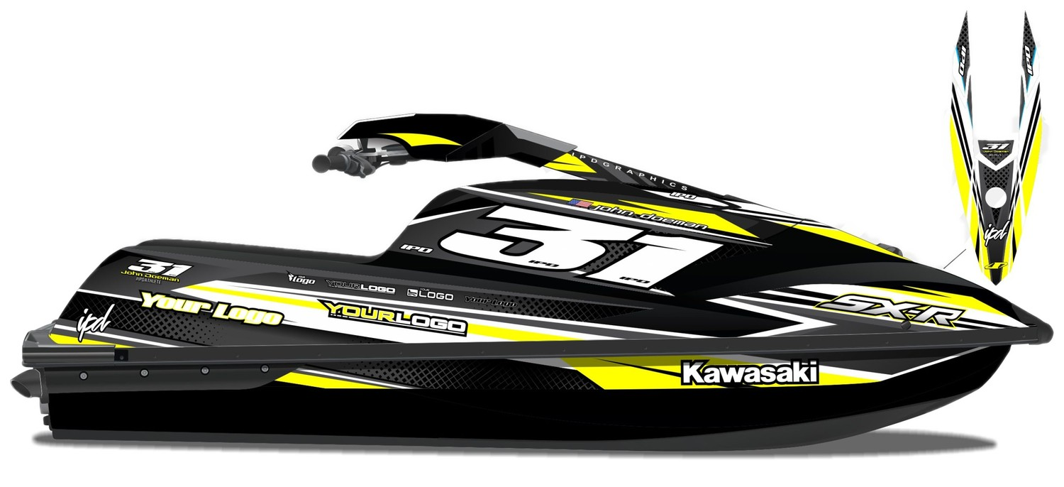 Kit de gráficas para moto de agua Kawasaki SX-R - Diseño 004 - LedPro Racing