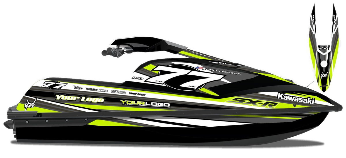 Kit de gráficas para moto de agua Kawasaki SX-R - Diseño 005 - LedPro Racing