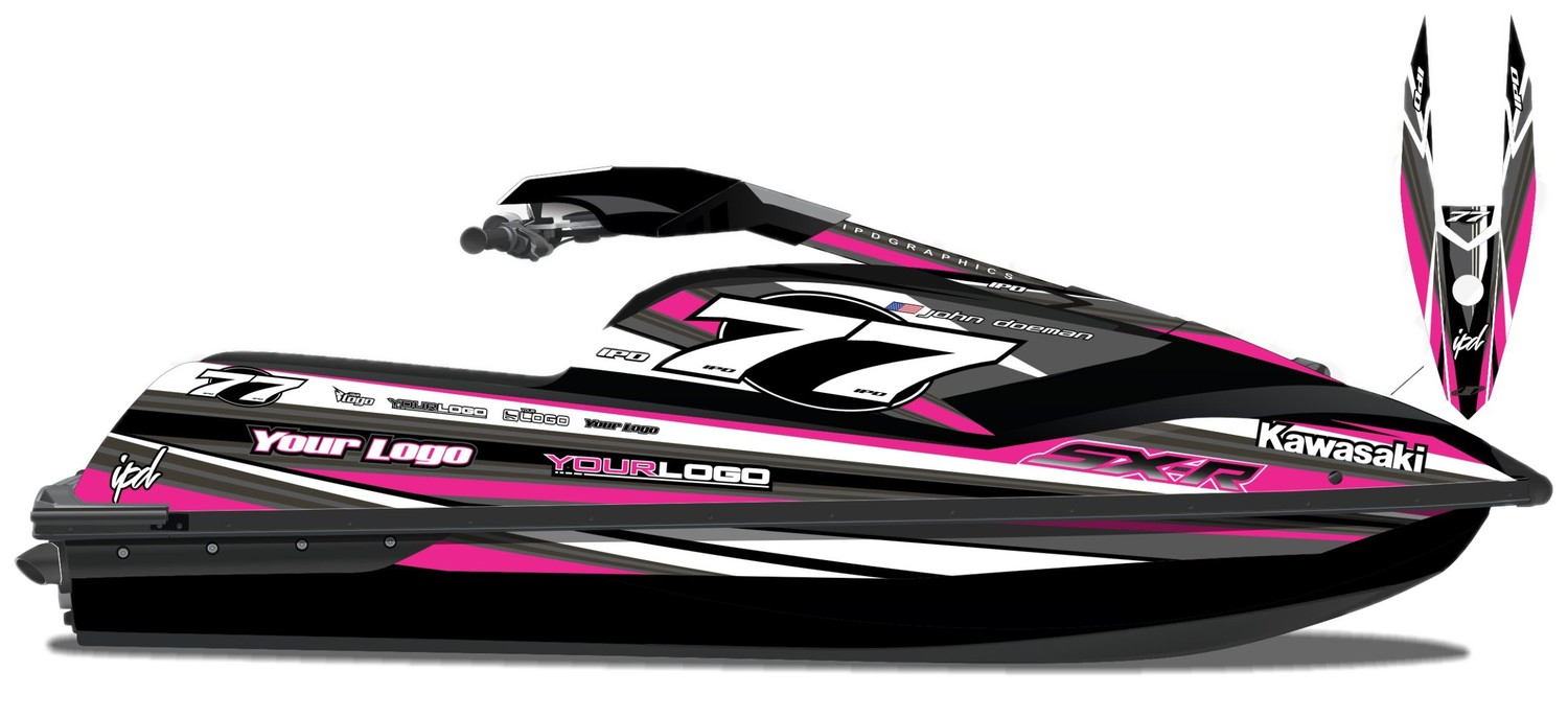 Kit de gráficas para moto de agua Kawasaki SX-R - Diseño 006 - LedPro Racing
