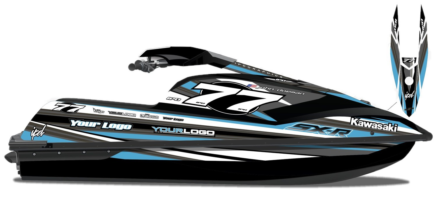 Kit de gráficas para moto de agua Kawasaki SX-R - Diseño 007 - LedPro Racing