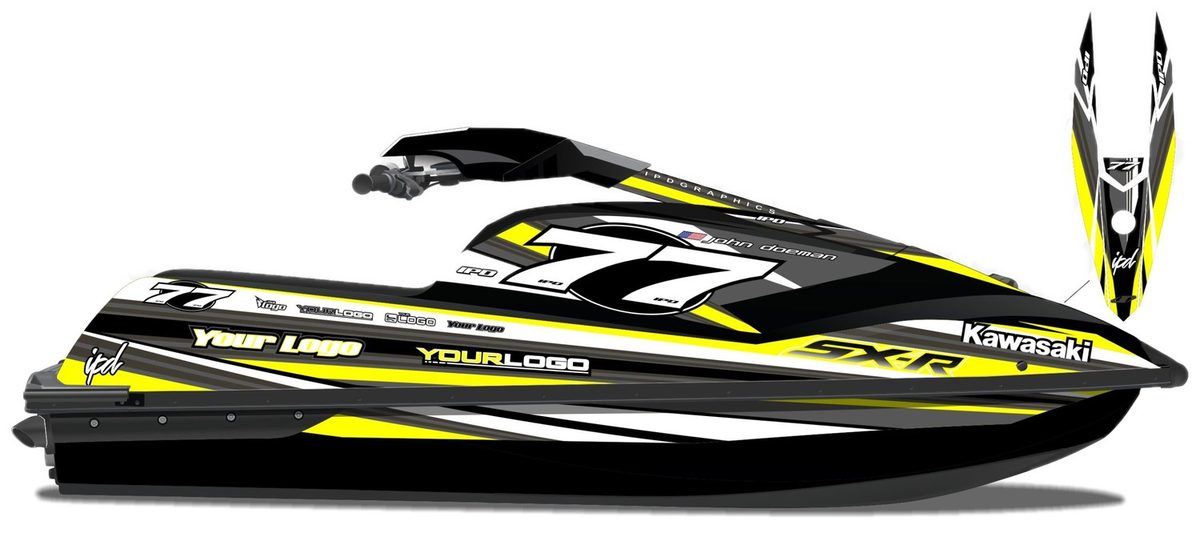Kit de gráficas para moto de agua Kawasaki SX-R - Diseño 008 - LedPro Racing