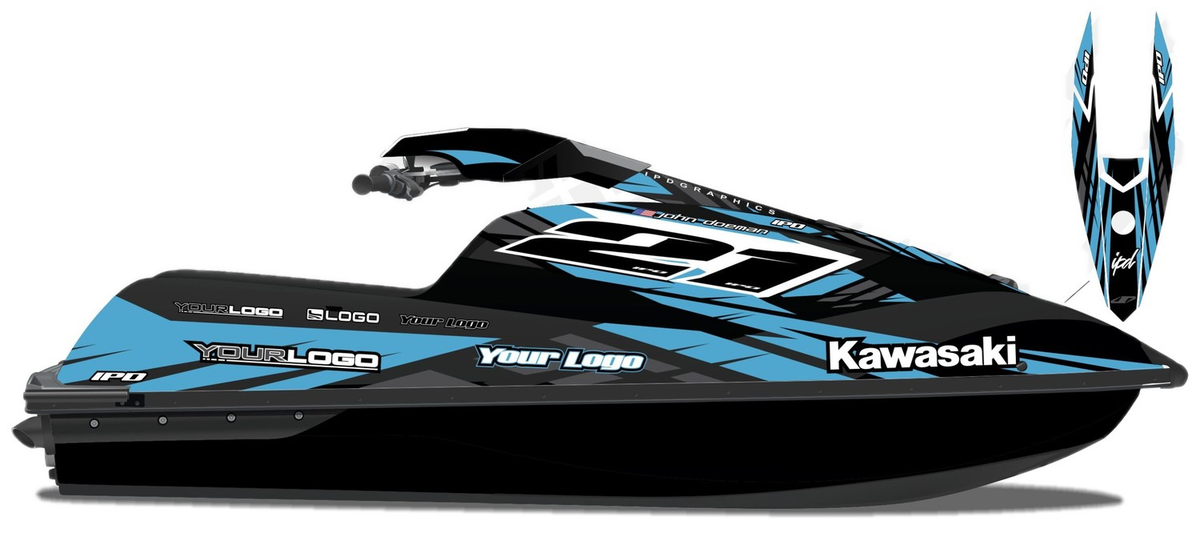 Kit de gráficas para moto de agua Kawasaki SX-R - Diseño 012 - LedPro Racing