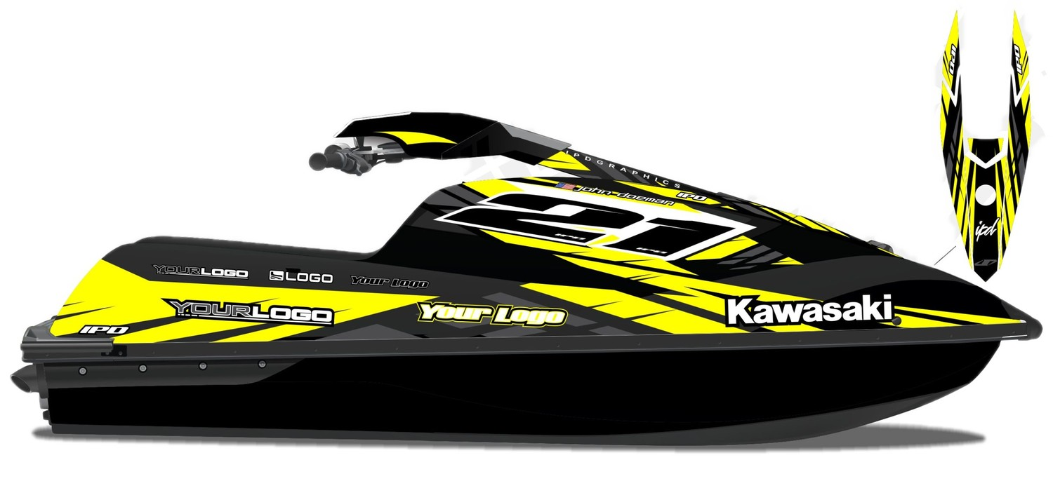 Kit de gráficas para moto de agua Kawasaki SX-R - Diseño 013 - LedPro Racing
