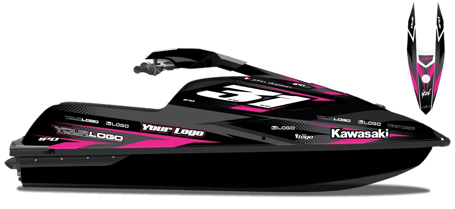 Kit de gráficas para moto de agua Kawasaki SX-R - Diseño 015 - LedPro Racing