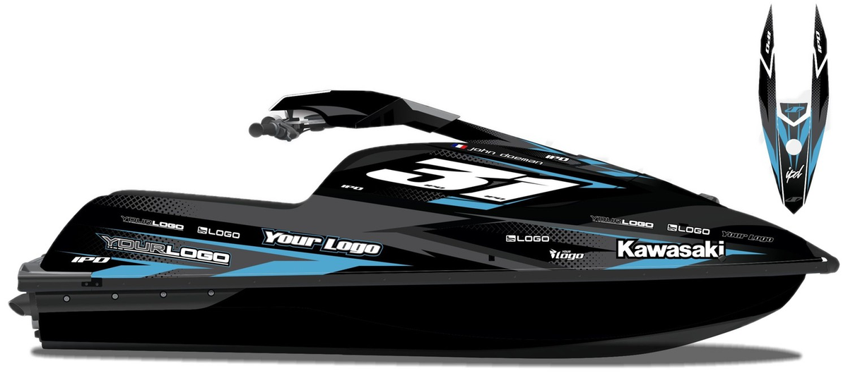 Kit de gráficas para moto de agua Kawasaki SX-R - Diseño 016 - LedPro Racing