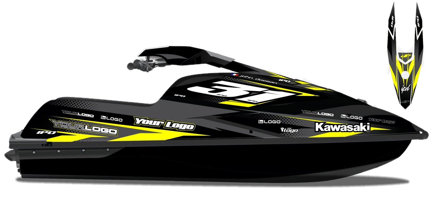 Kit de gráficas para moto de agua Kawasaki SX-R - Diseño 017 - LedPro Racing