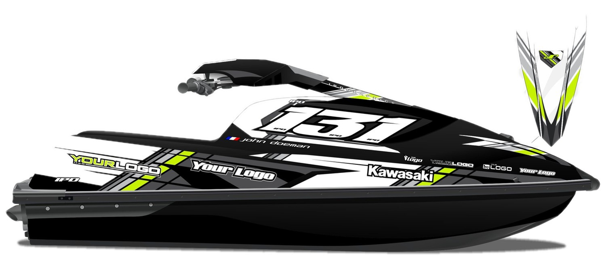 Kit de gráficas para moto de agua Kawasaki SX-R - Diseño 018 - LedPro Racing