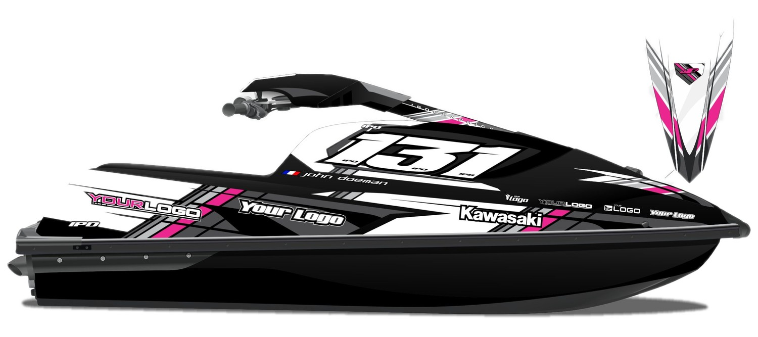 Kit de gráficas para moto de agua Kawasaki SX-R - Diseño 019 - LedPro Racing