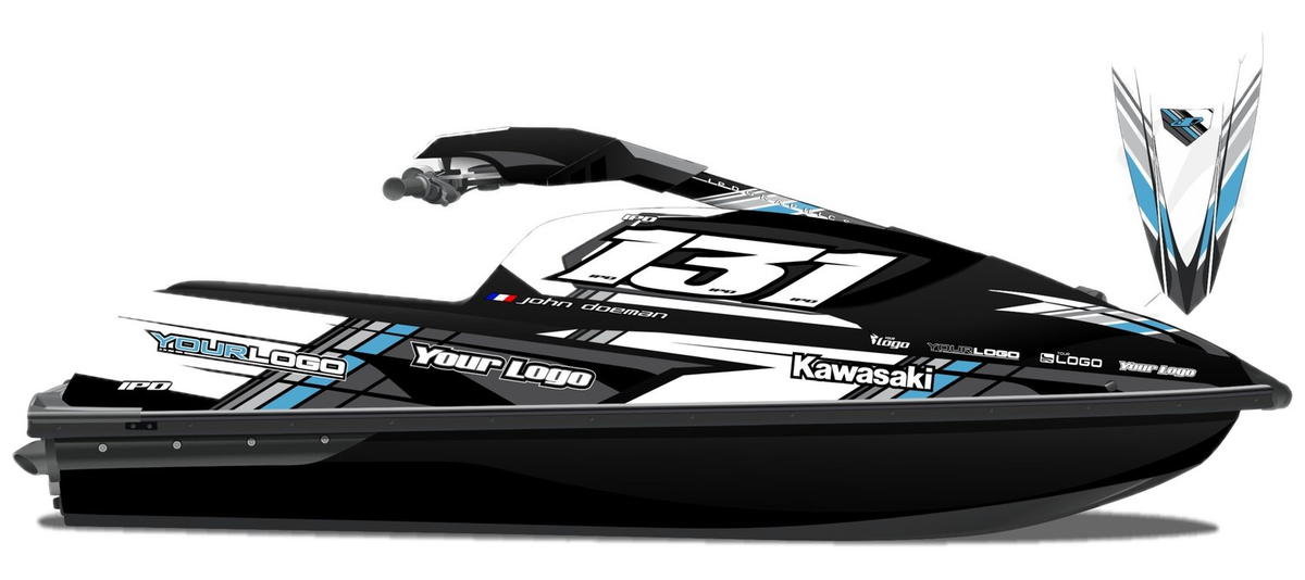 Kit de gráficas para moto de agua Kawasaki SX-R - Diseño 020 - LedPro Racing