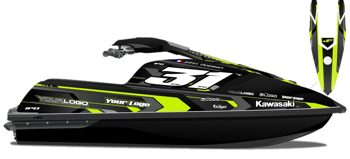Kit de gráficas para moto de agua Kawasaki SX-R - Diseño 022 - LedPro Racing