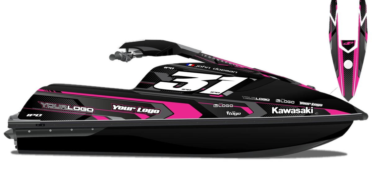 Kit de gráficas para moto de agua Kawasaki SX-R - Diseño 023 - LedPro Racing