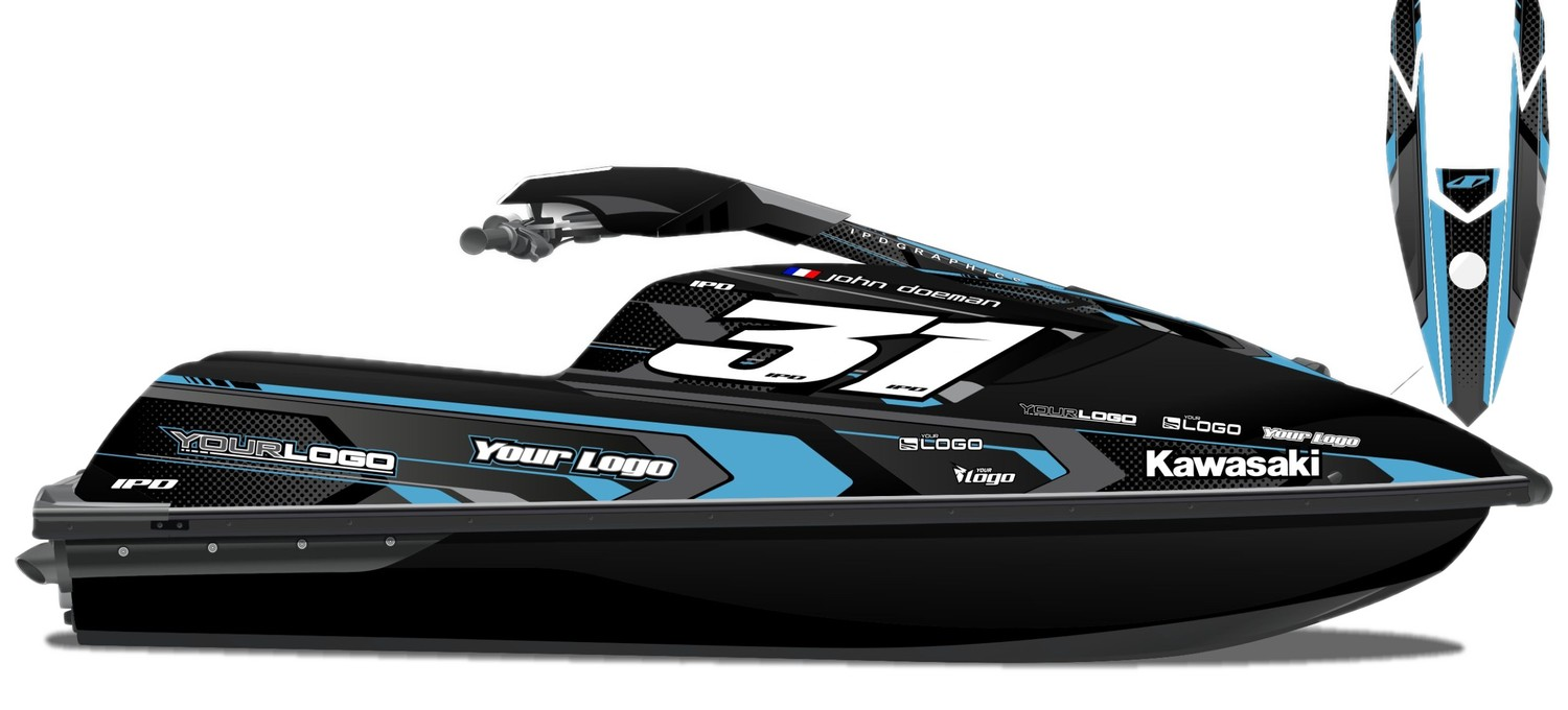 Kit de gráficas para moto de agua Kawasaki SX-R - Diseño 024 - LedPro Racing