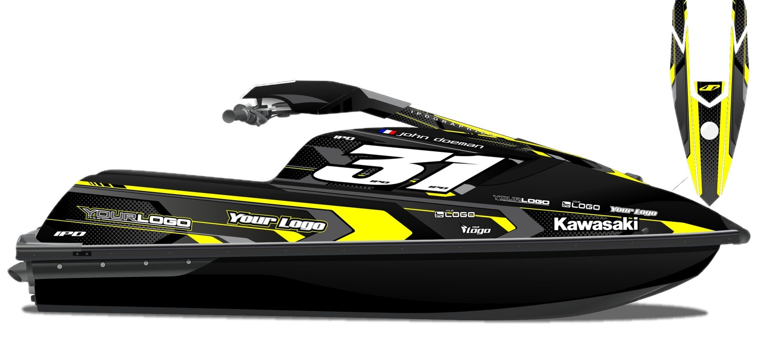 Kit de gráficas para moto de agua Kawasaki SX-R - Diseño 025 - LedPro Racing