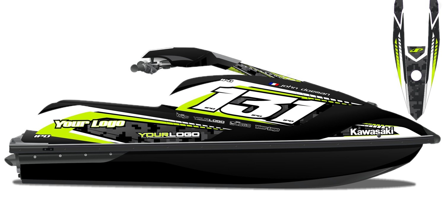 Kit de gráficas para moto de agua Kawasaki SX-R - Diseño 026 - LedPro Racing