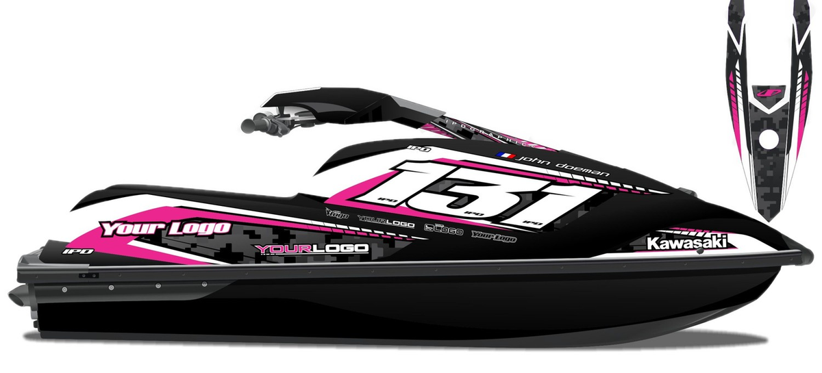 Kit de gráficas para moto de agua Kawasaki SX-R - Diseño 027 - LedPro Racing