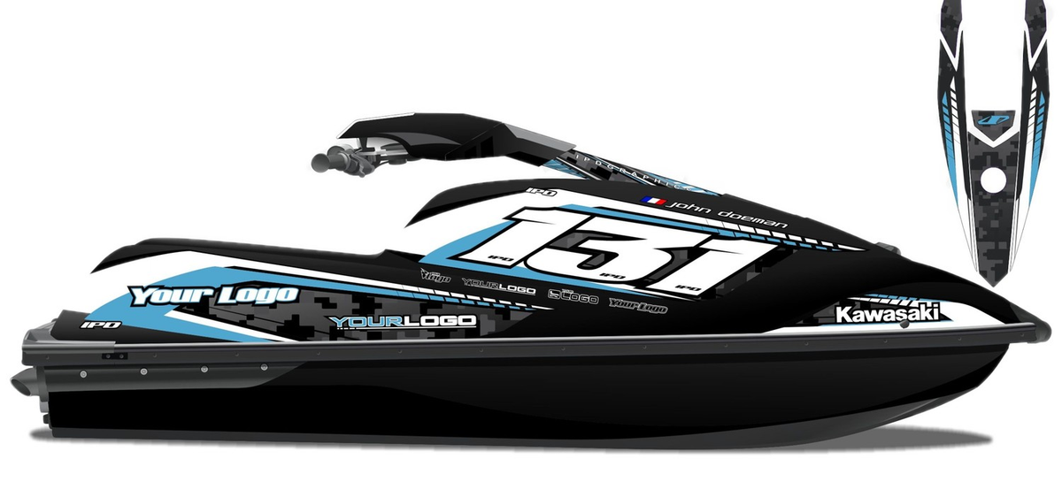 Kit de gráficas para moto de agua Kawasaki SX-R - Diseño 028 - LedPro Racing