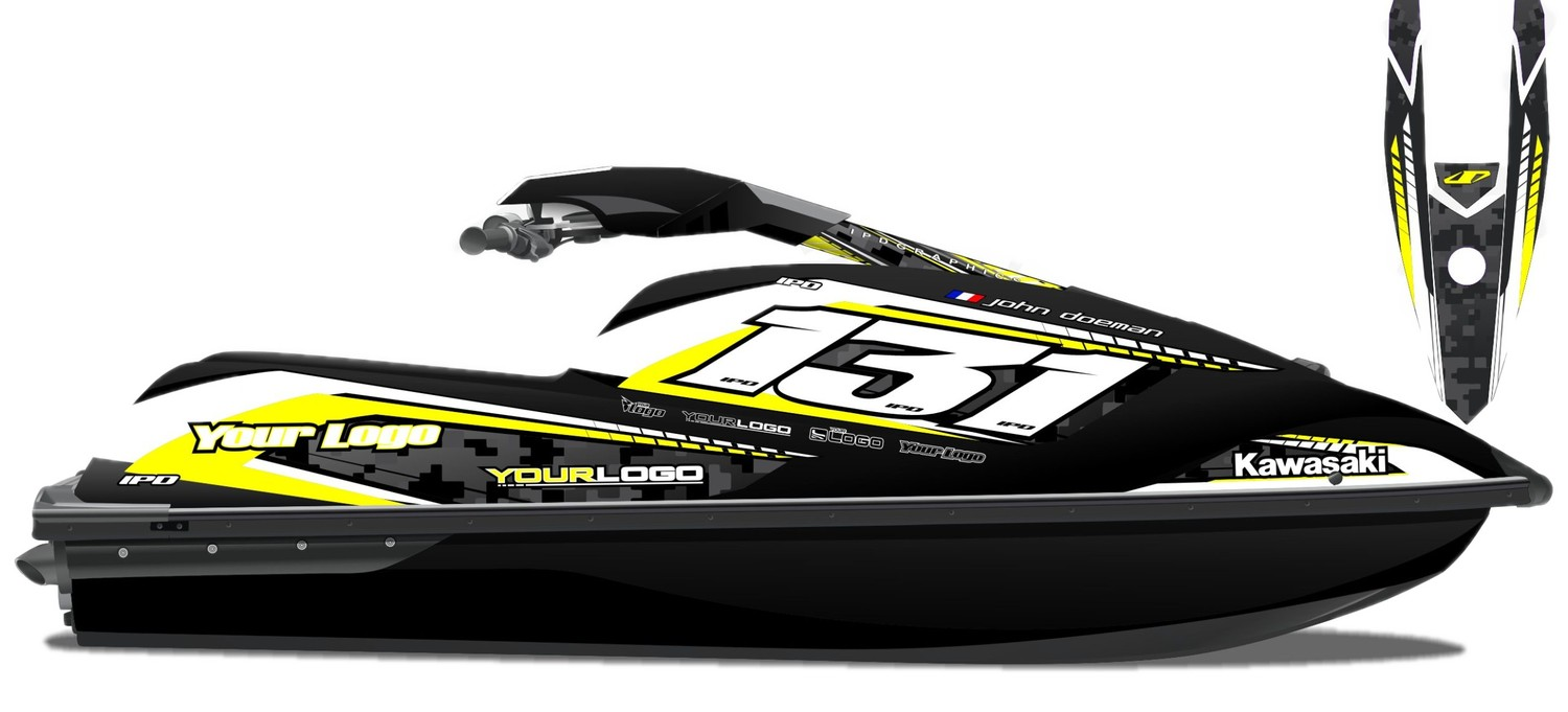 Kit de gráficas para moto de agua Kawasaki SX-R - Diseño 029 - LedPro Racing