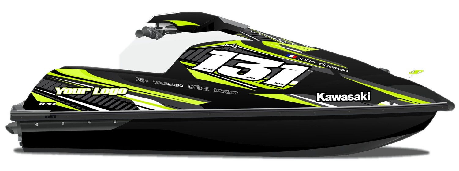 Kit de gráficas para moto de agua Kawasaki SX-R - Diseño 030 - LedPro Racing
