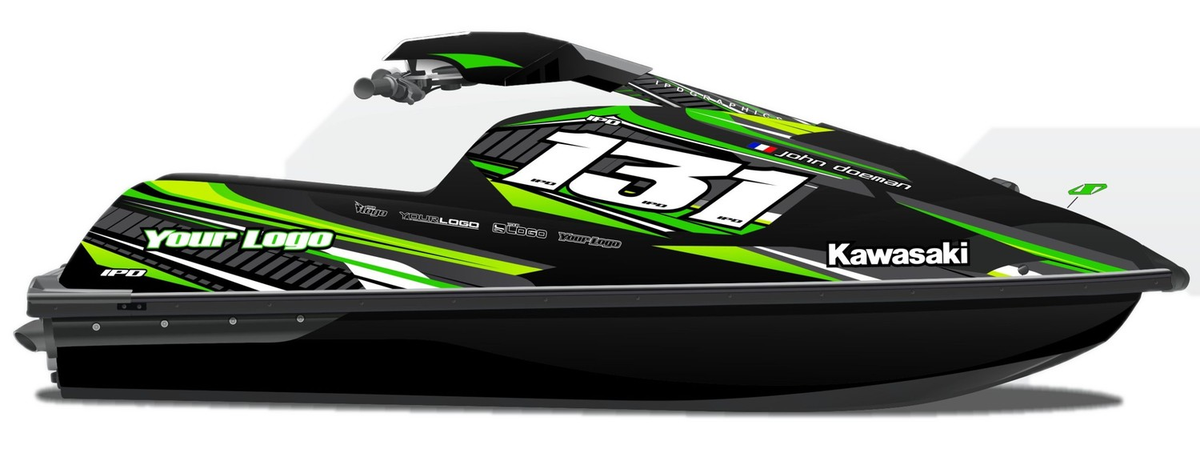 Kit de gráficas para moto de agua Kawasaki SX-R - Diseño 032 - LedPro Racing
