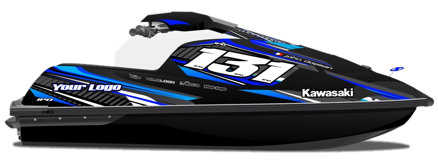 Kit de gráficas para moto de agua Kawasaki SX-R - Diseño 033 - LedPro Racing