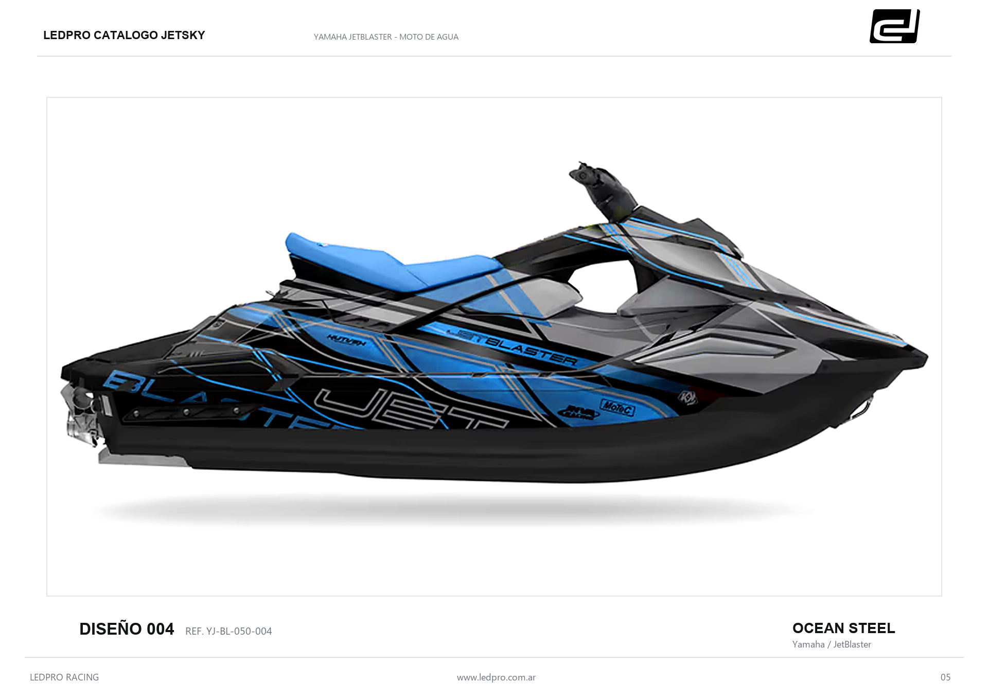 Kit de gráficas para moto de agua Yamaha JetBlaster - Ocean Steel - LedPro Racing