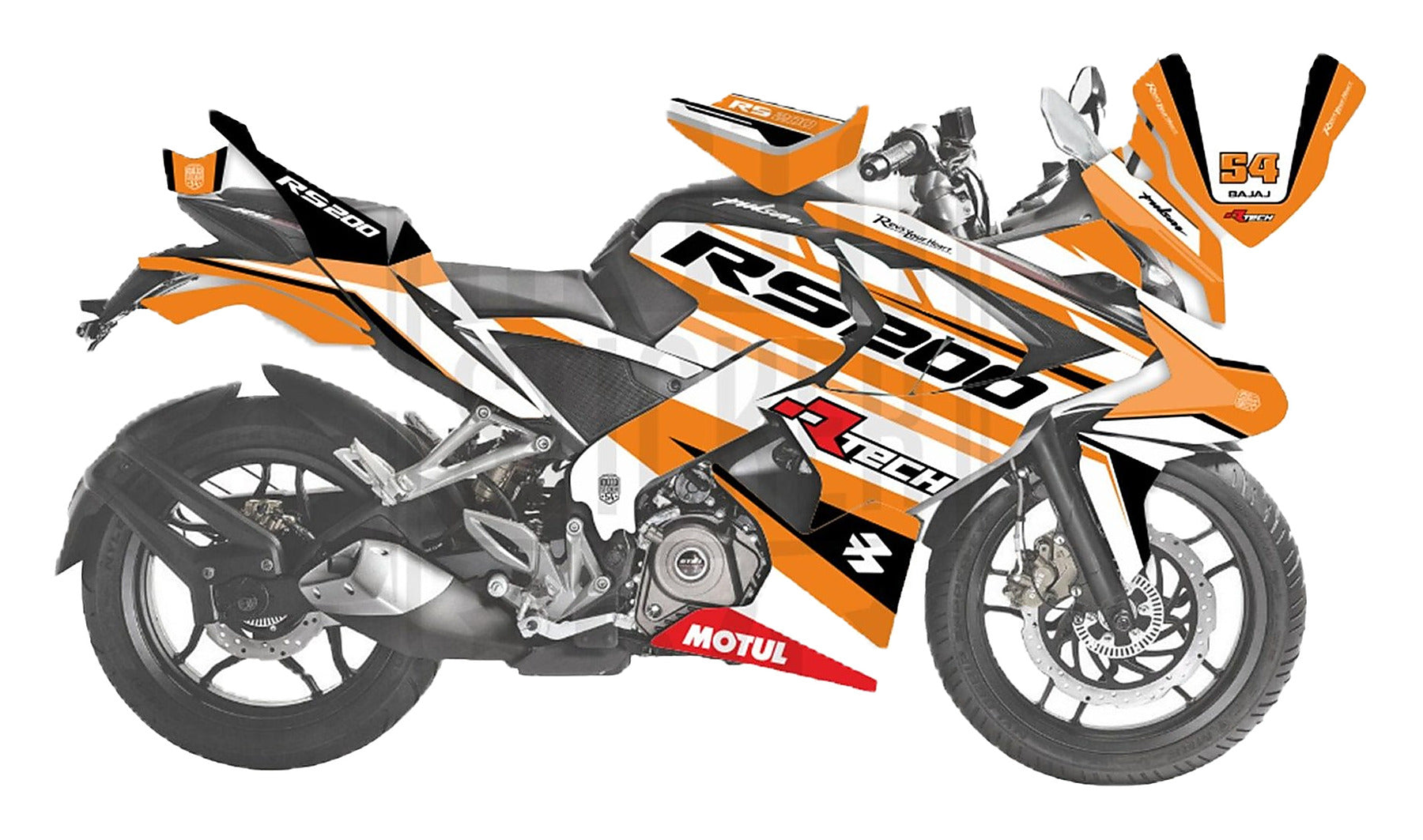 Kit de Gráficas para Moto de Pista Bajaj Pulsar RS 200 - Diseño 01 - LedPro Racing