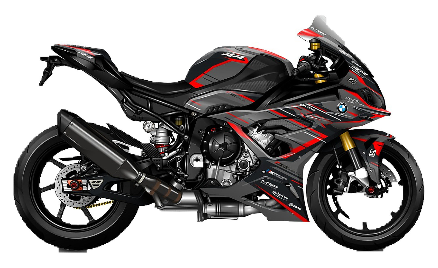 Kit de Gráficas para Moto de Pista BMW S 1000 RR - Diseño 16 - LedPro Racing