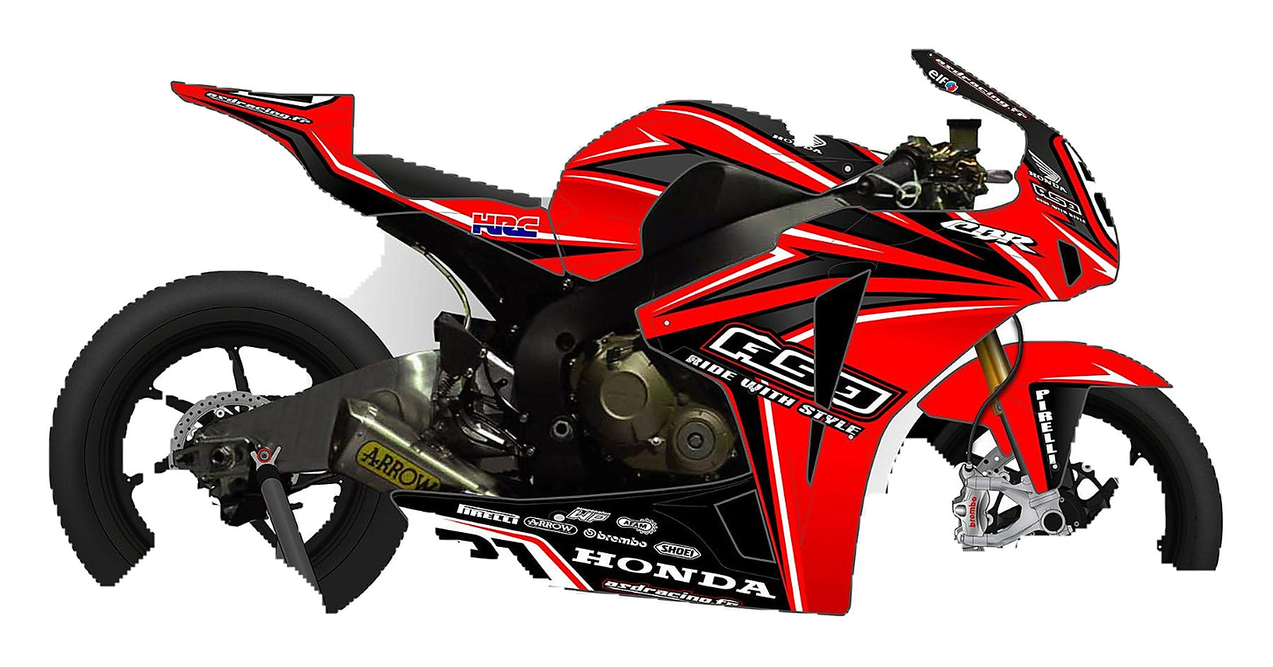 Kit de Gráficas para Moto de Pista Honda CBR - Diseño 11 - LedPro Racing