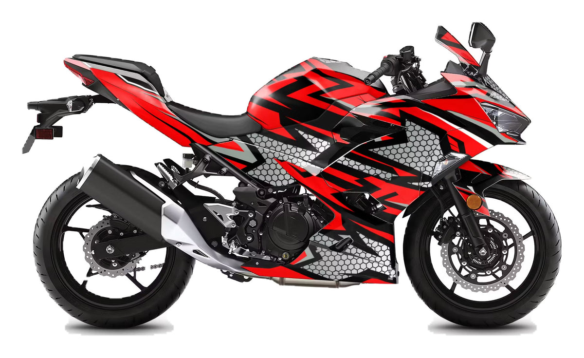 Kit de Gráficas para Moto de Pista Kawasaki Ninja 400 - Diseño 08 - LedPro Racing