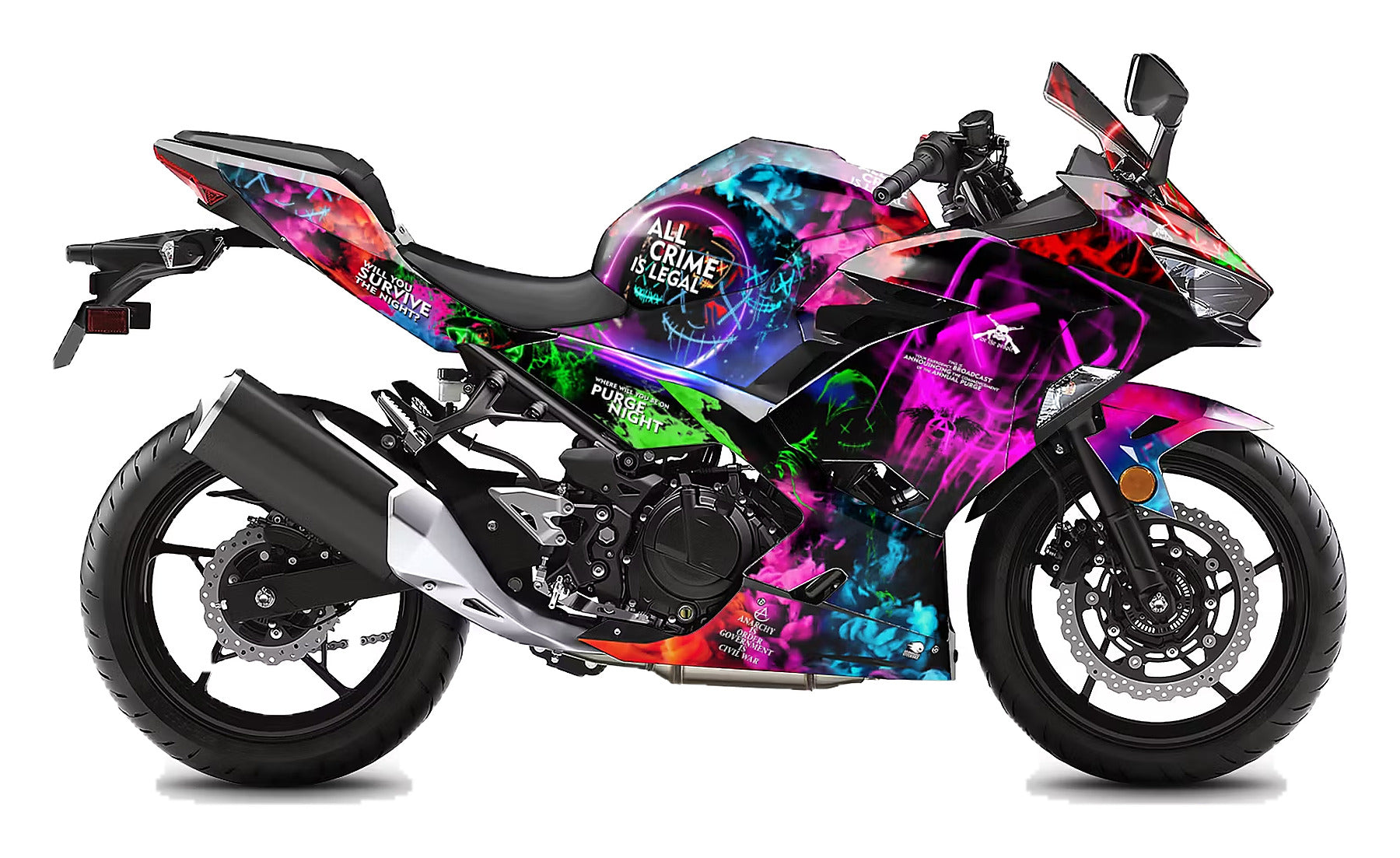 Kit de Gráficas para Moto de Pista Kawasaki Ninja 400 - Diseño 11 - LedPro Racing