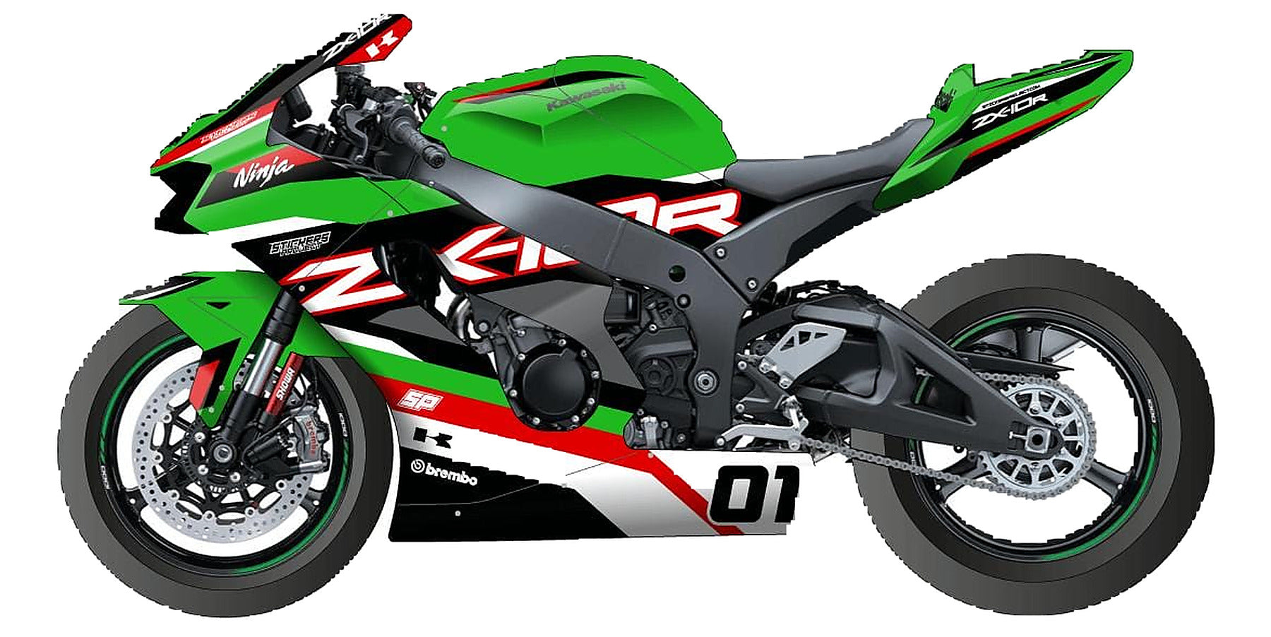 Kit de Gráficas para Moto de Pista Kawasaki ZX-10RR - Diseño 05 - LedPro Racing