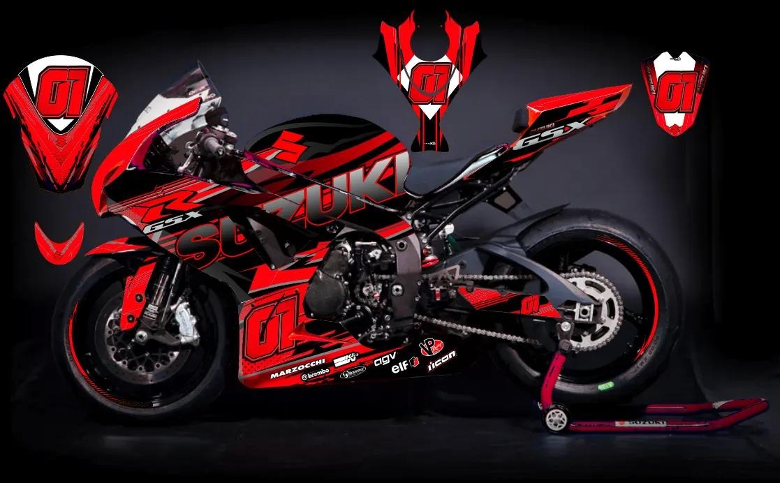 Kit de Gráficas para Moto de Pista Suzuki GSX-R 600 - Diseño 02 - LedPro Racing