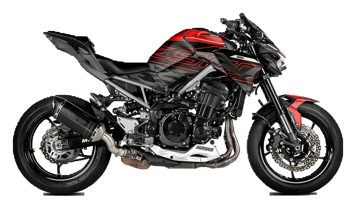 Kit de Gráficas para Moto Naked Kawasaki Z500 - Diseño 04 - LedPro Racing