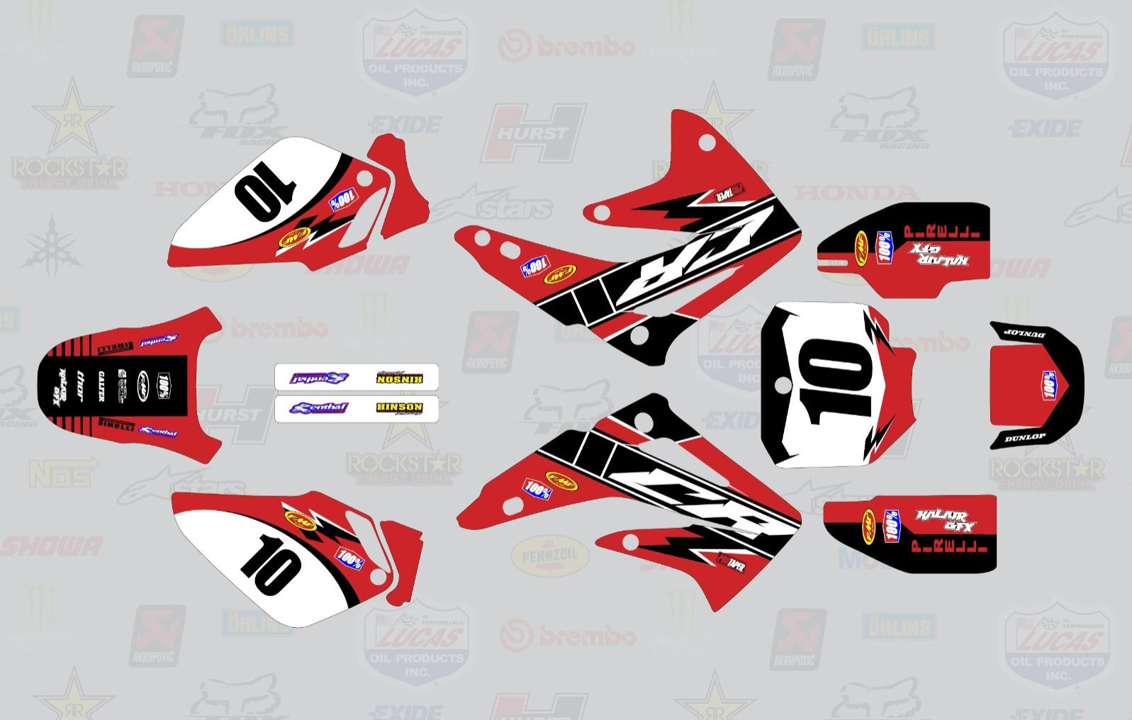 Kit de Gráficas para Motocross Honda CR - Diseño 25 - LedPro Racing