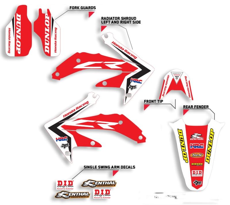 Kit de Gráficas para Motocross Honda CR - Diseño 27 - LedPro Racing