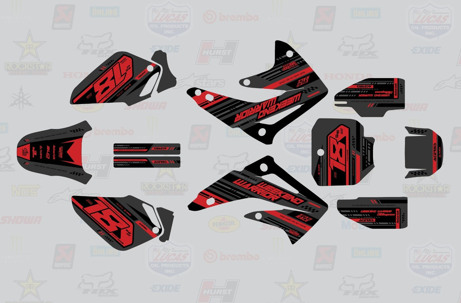 Kit de Gráficas para Motocross Honda CR - Diseño 31 - LedPro Racing