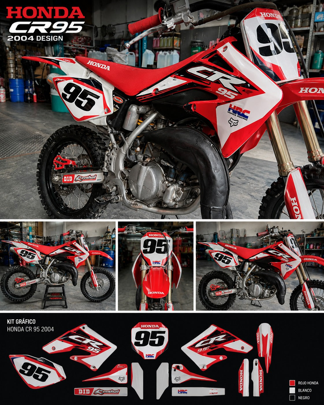 Kit de Gráficas para Motocross Honda CR - Diseño 41 - LedPro Racing