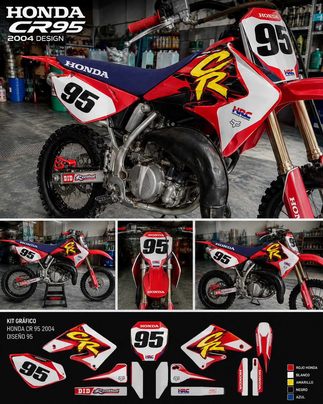 Kit de Gráficas para Motocross Honda CR - Diseño 42 - LedPro Racing