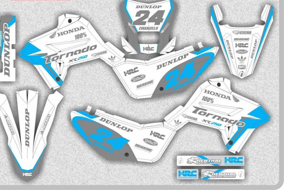 Kit de Gráficas para Motocross Honda XR Tornado - Diseño 20 - LedPro Racing