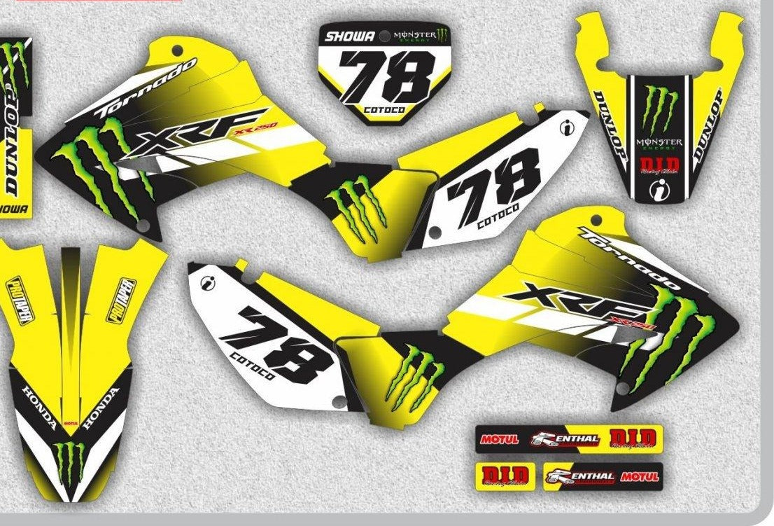 Kit de Gráficas para Motocross Honda XR Tornado - Diseño 22 - LedPro Racing